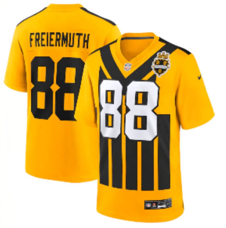 Men 2025 Pittsburgh Steelers 88 Freiermuth Yellow Retro Nike Limited NFL Jersey style 02